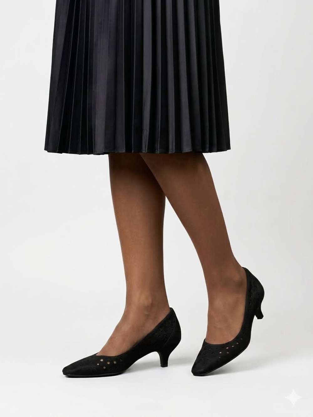 Prada Vintage Black Suede Perforated Square Toe Kitten Heels Black 40.5 US 10.5
